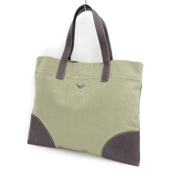 Prada Tote Bag Canvas Green - Picture 1 of 10